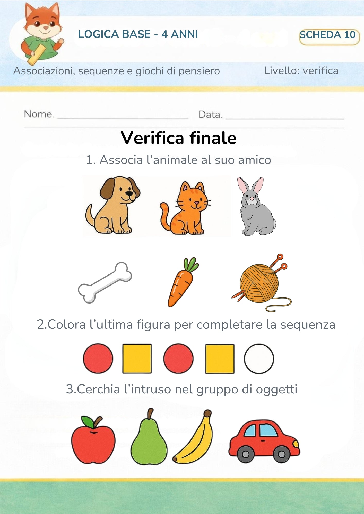 Logica base 4 anni – associazioni, sequenze e giochi di pensiero