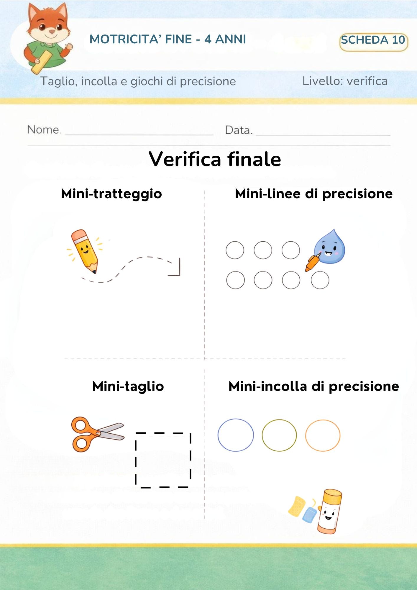 Motricità fine 4 anni – taglio, incolla e giochi di precisione