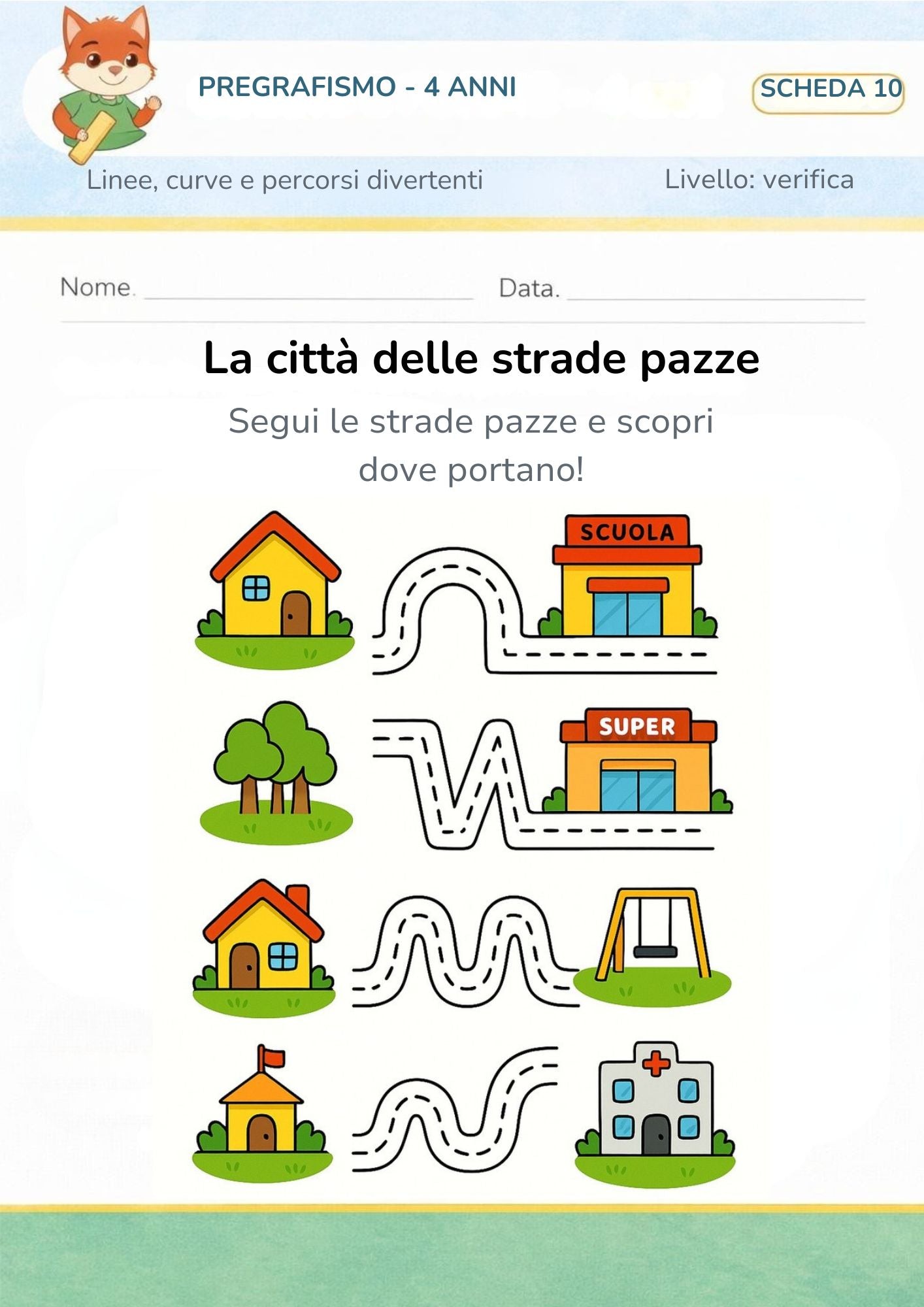 Pregrafismo 4 anni – linee, curve e percorsi divertenti