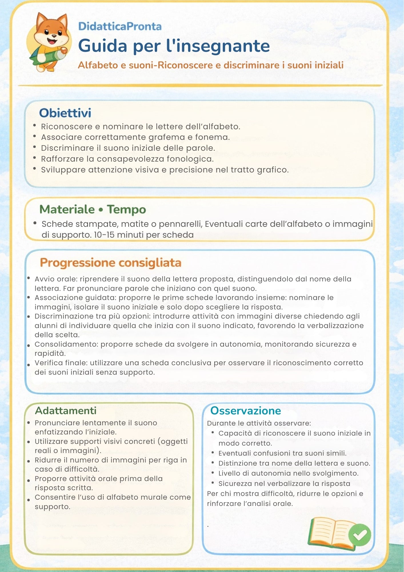 Alfabeto e suoni 1ª primaria – Primi suoni e lettere