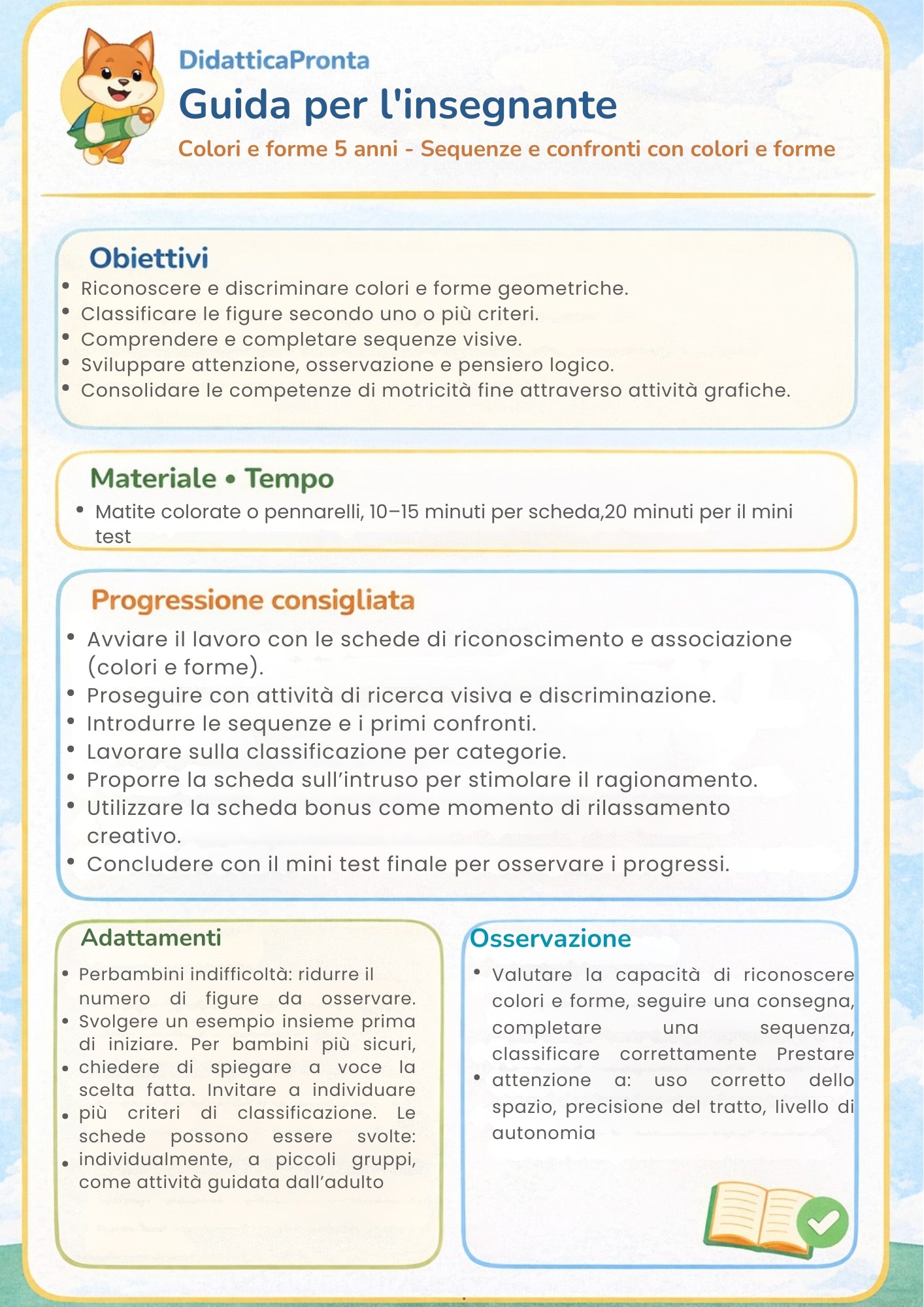 Colori e forme 5 anni – Sequenze e confronti con colori e forme