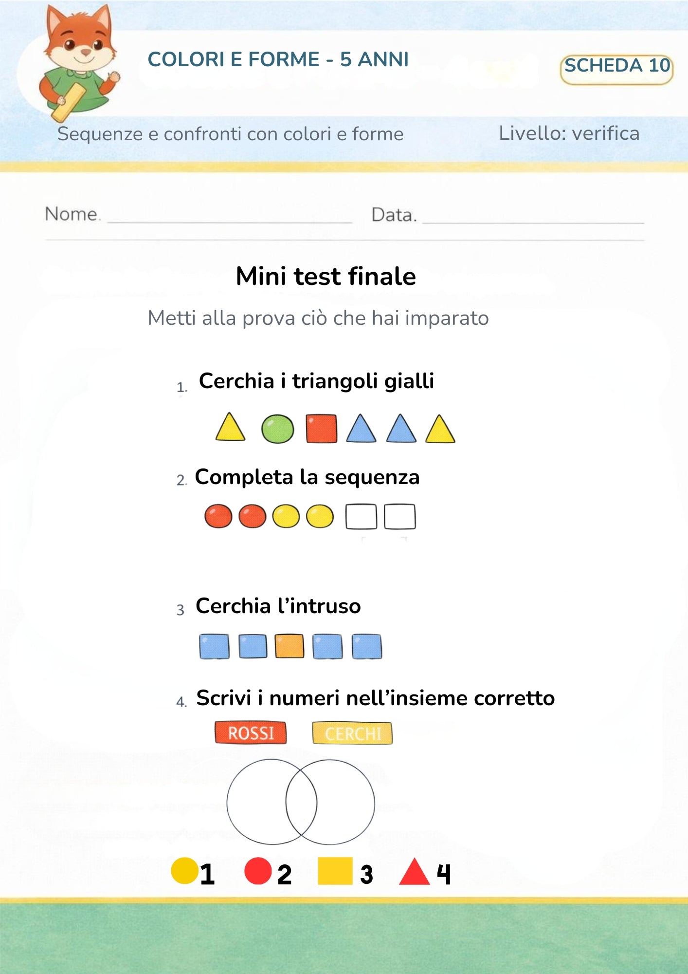 Colori e forme 5 anni – Sequenze e confronti con colori e forme
