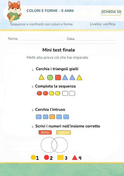 Colori e forme 5 anni – Sequenze e confronti con colori e forme