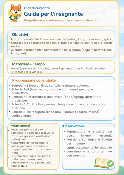 Pregrafismo 4 anni – linee, curve e percorsi divertenti