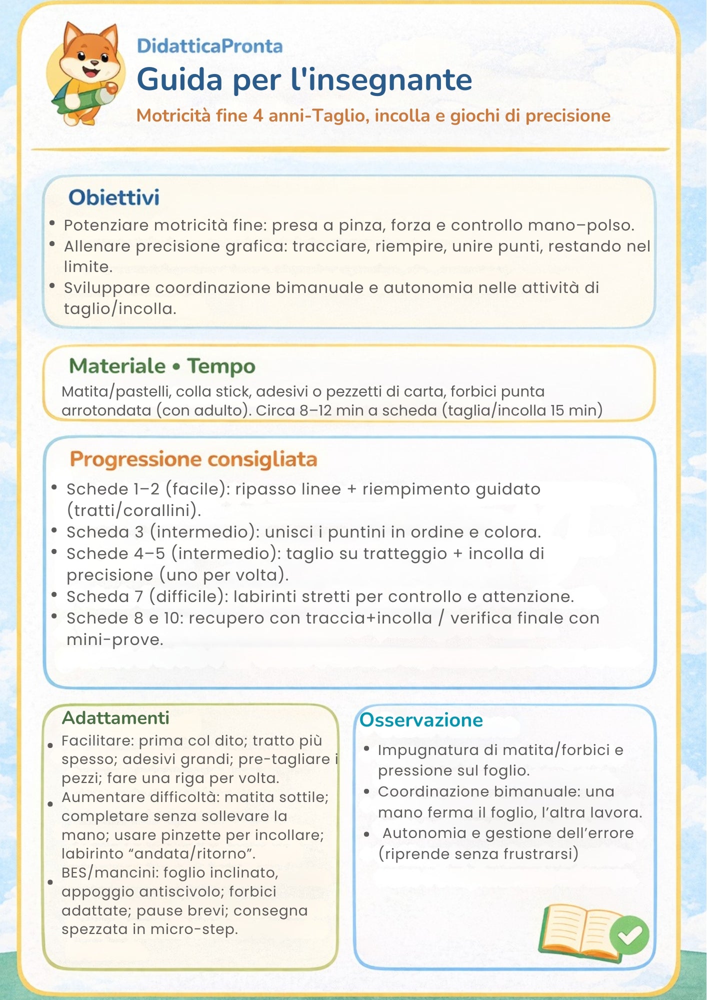 Motricità fine 4 anni – taglio, incolla e giochi di precisione