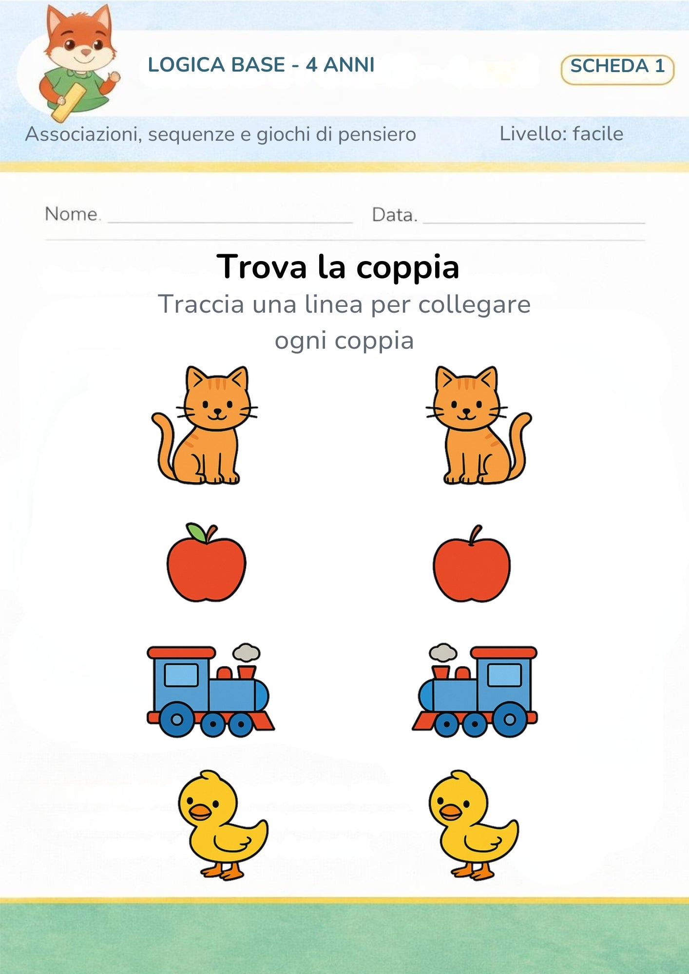 Logica base 4 anni – associazioni, sequenze e giochi di pensiero