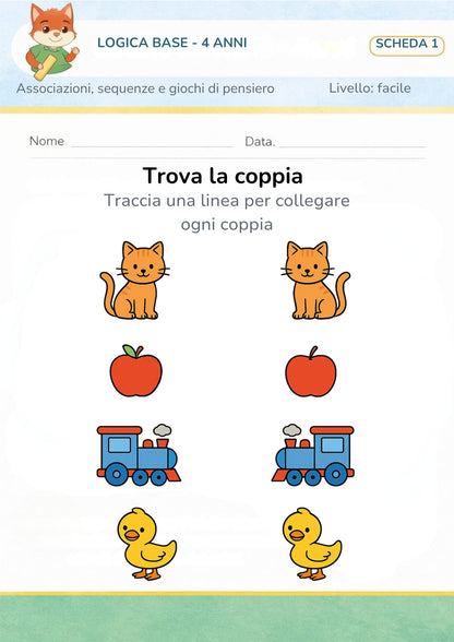 Logica base 4 anni – associazioni, sequenze e giochi di pensiero