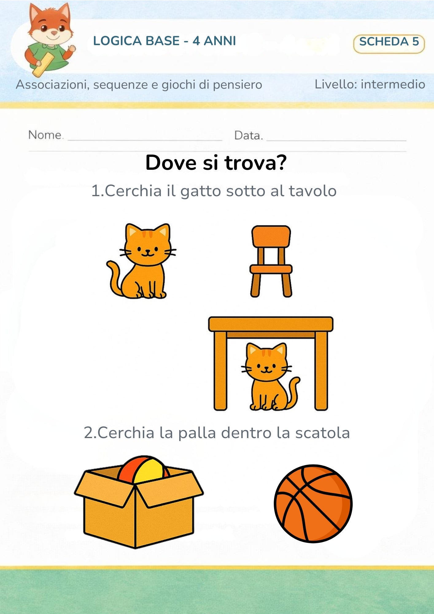 Logica base 4 anni – associazioni, sequenze e giochi di pensiero