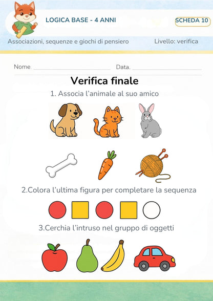 Logica base 4 anni – associazioni, sequenze e giochi di pensiero