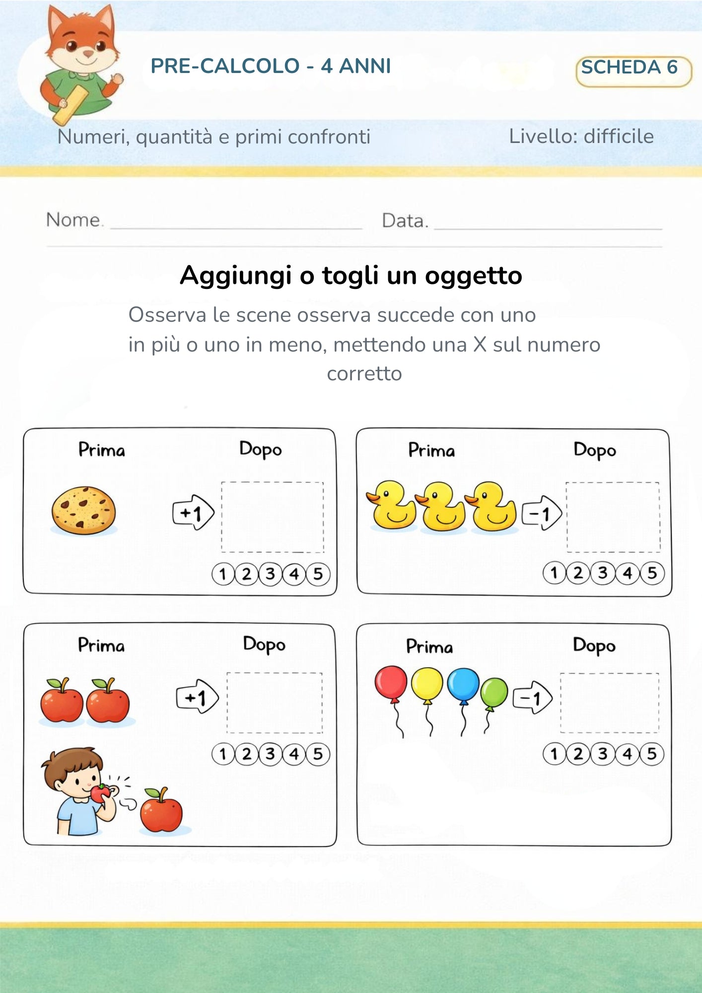 Pre-calcolo 4 anni – Numeri, quantità e primi confronti