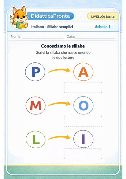 Sillabe semplici 1ª primaria – Dal suono alla lettura