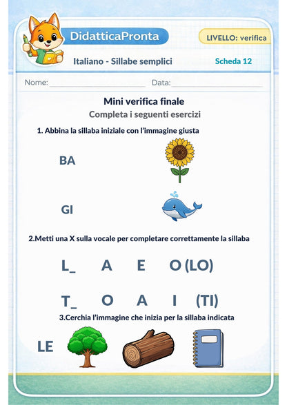 Sillabe semplici 1ª primaria – Dal suono alla lettura
