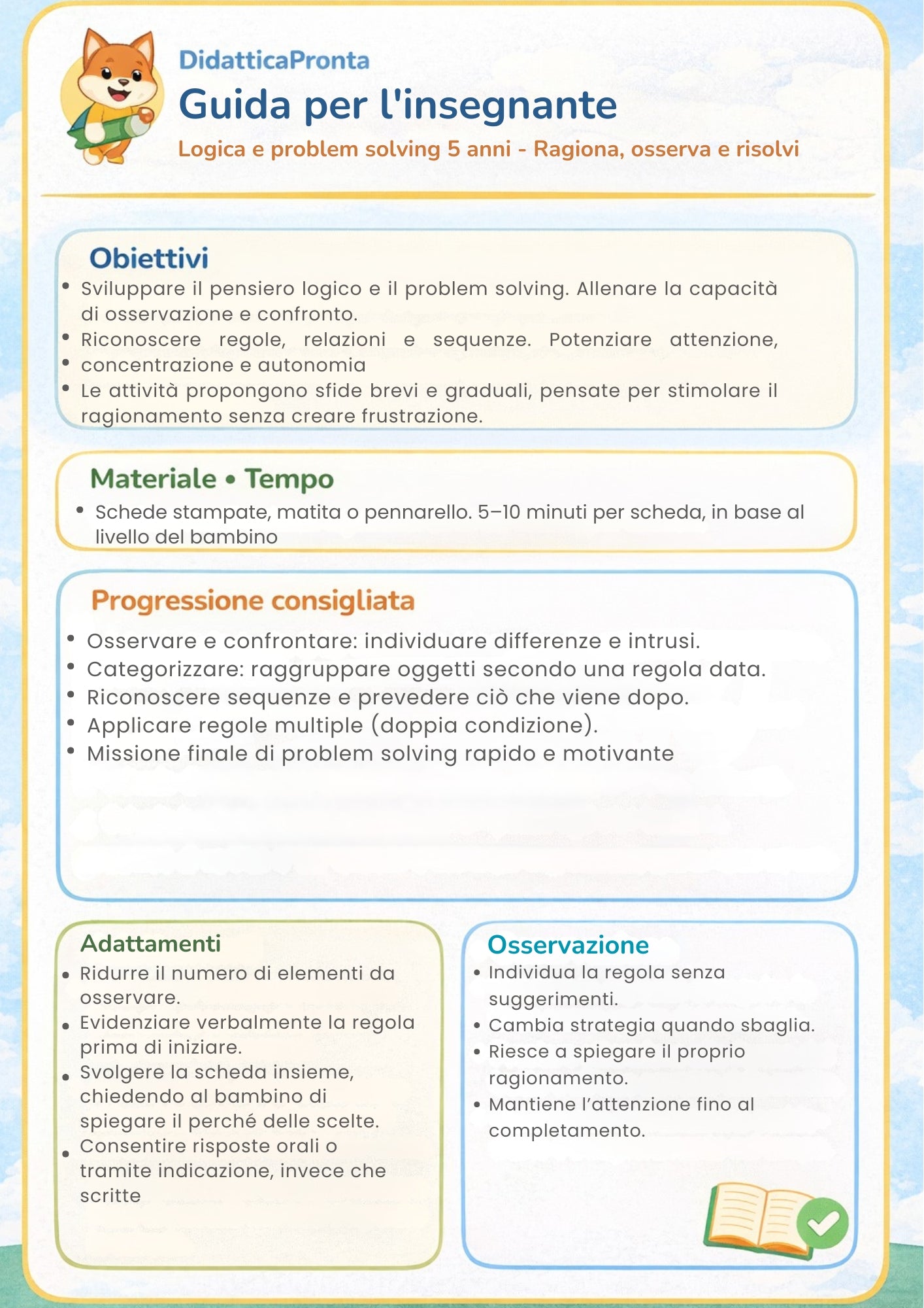 Logica e Problem Solving 5 anni – Ragiona, osserva e risolvi