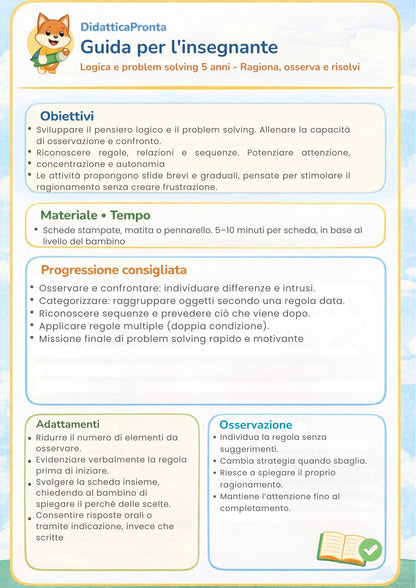 Logica e Problem Solving 5 anni – Ragiona, osserva e risolvi