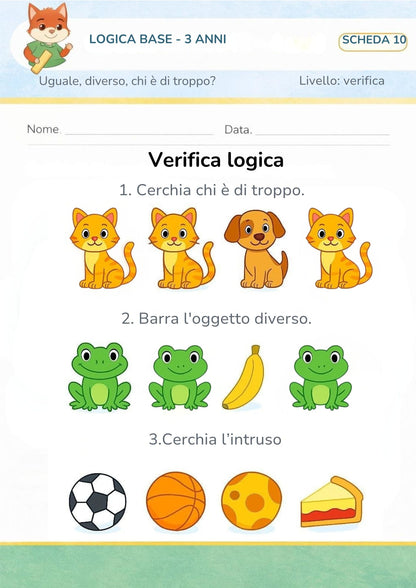 Logica base 3 anni – uguale, diverso e chi è di troppo?