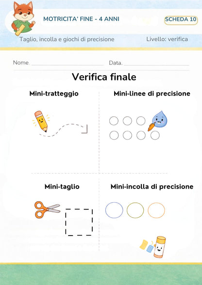 Motricità fine 4 anni – taglio, incolla e giochi di precisione