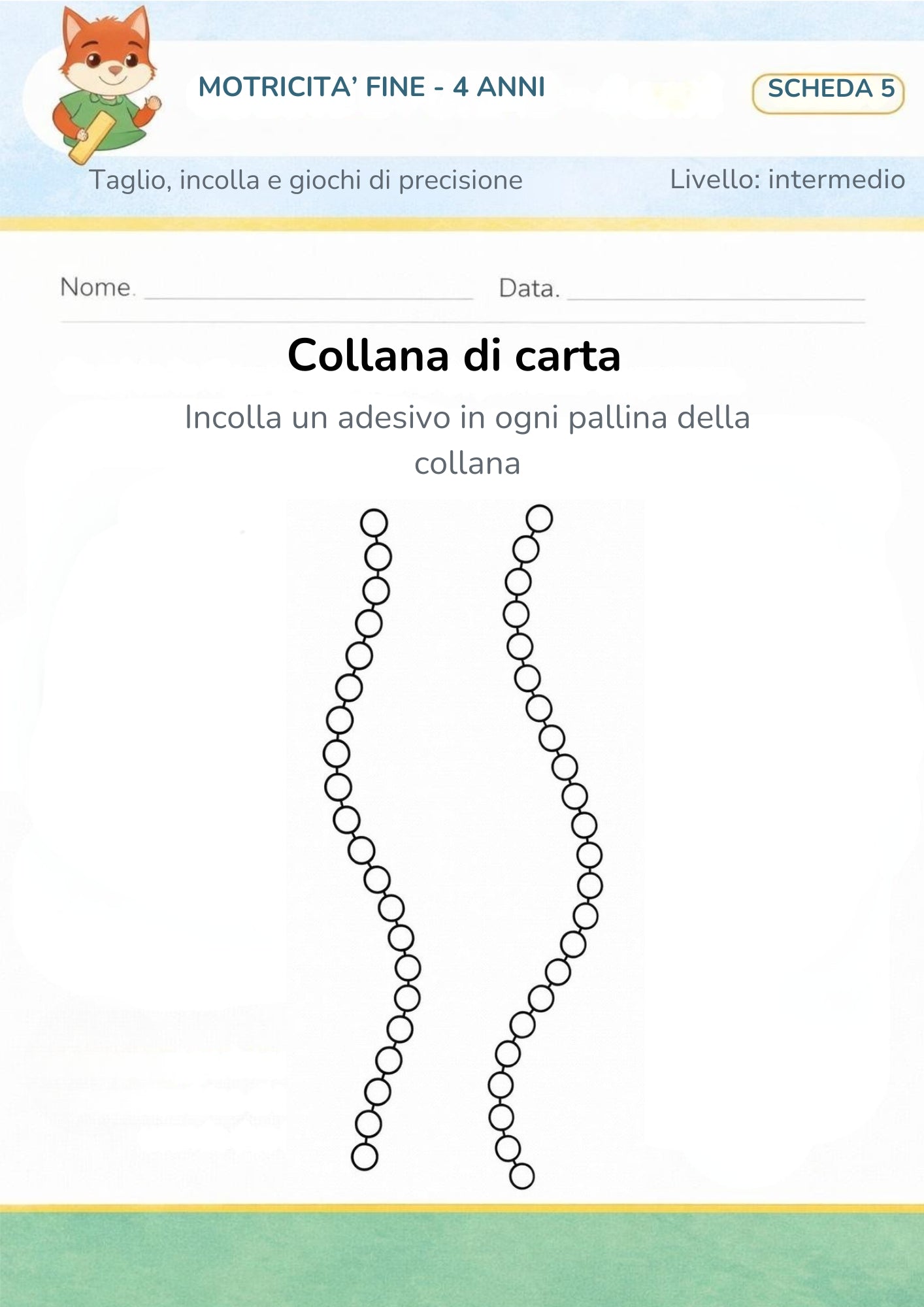 Motricità fine 4 anni – taglio, incolla e giochi di precisione