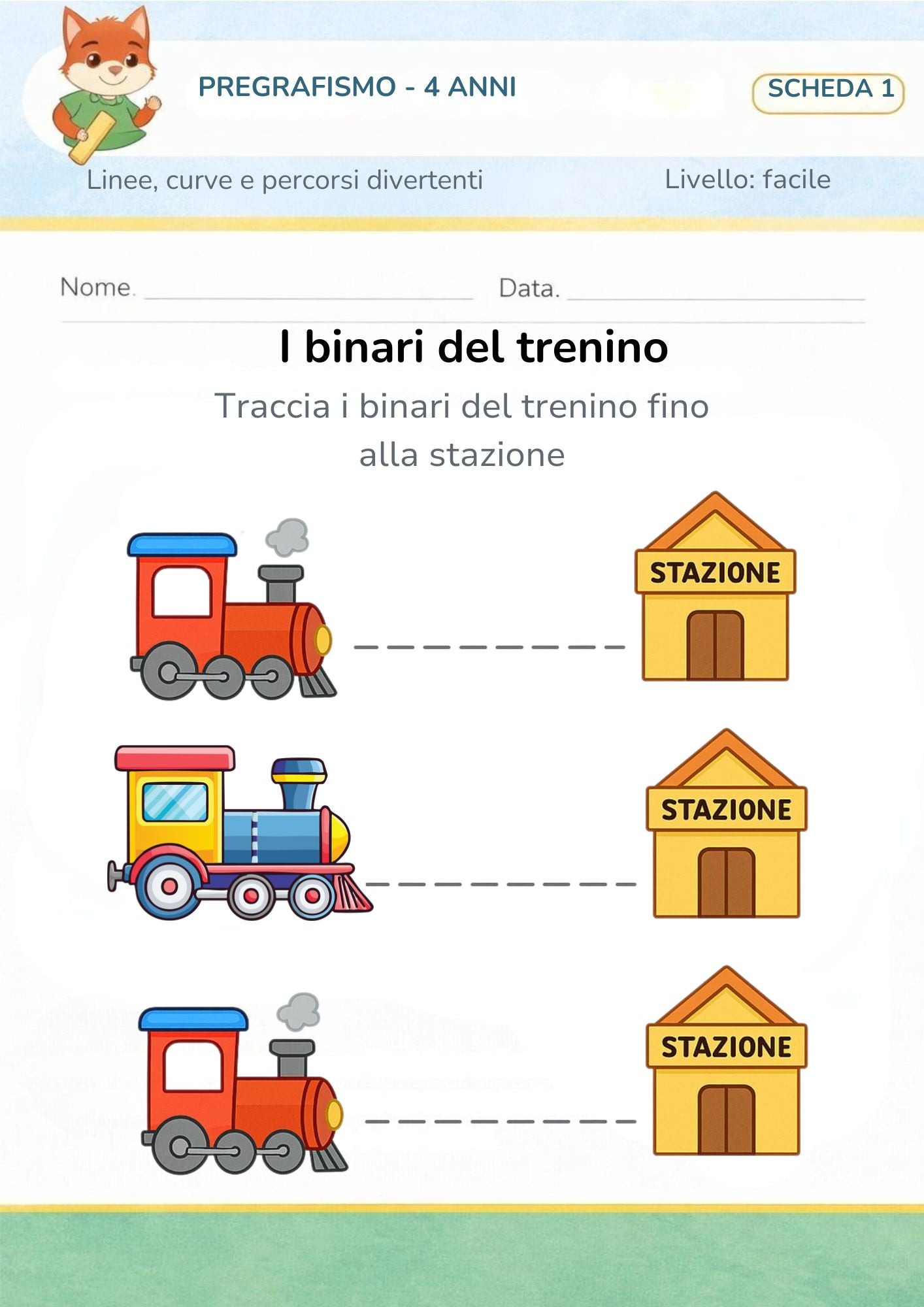 Pregrafismo 4 anni – linee, curve e percorsi divertenti