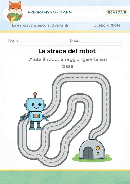 Pregrafismo 4 anni – linee, curve e percorsi divertenti