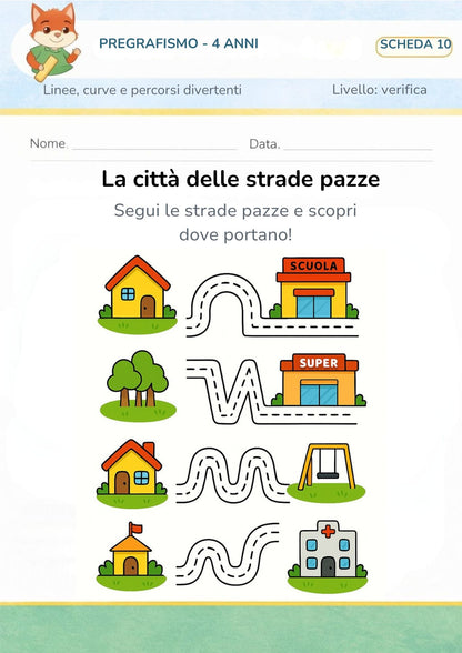Pregrafismo 4 anni – linee, curve e percorsi divertenti